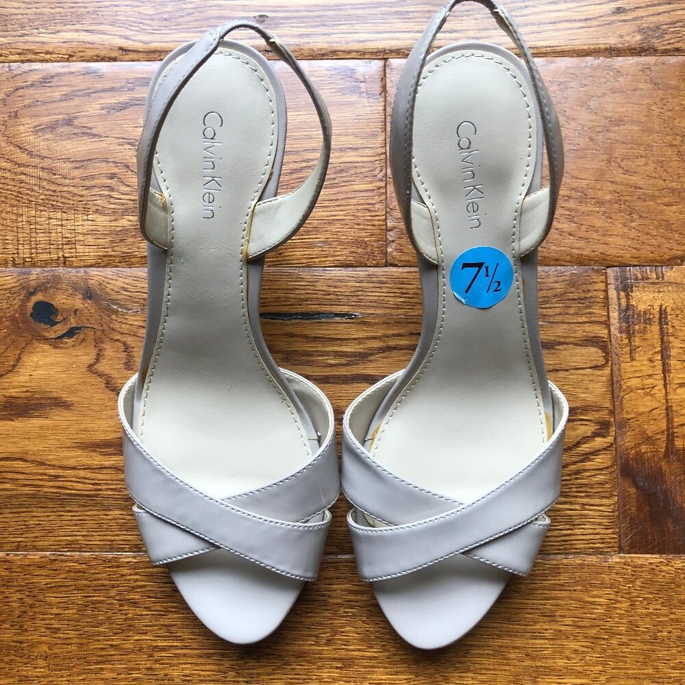 Calvin Klein "Lucette" Kitten Heel Sandals, Size 7.5